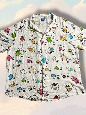 Tamagotchi x Cakeworthy aop button up shirt